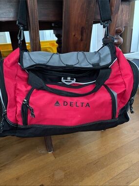 Delta Red and Gray Travel Duffel with Black Trim